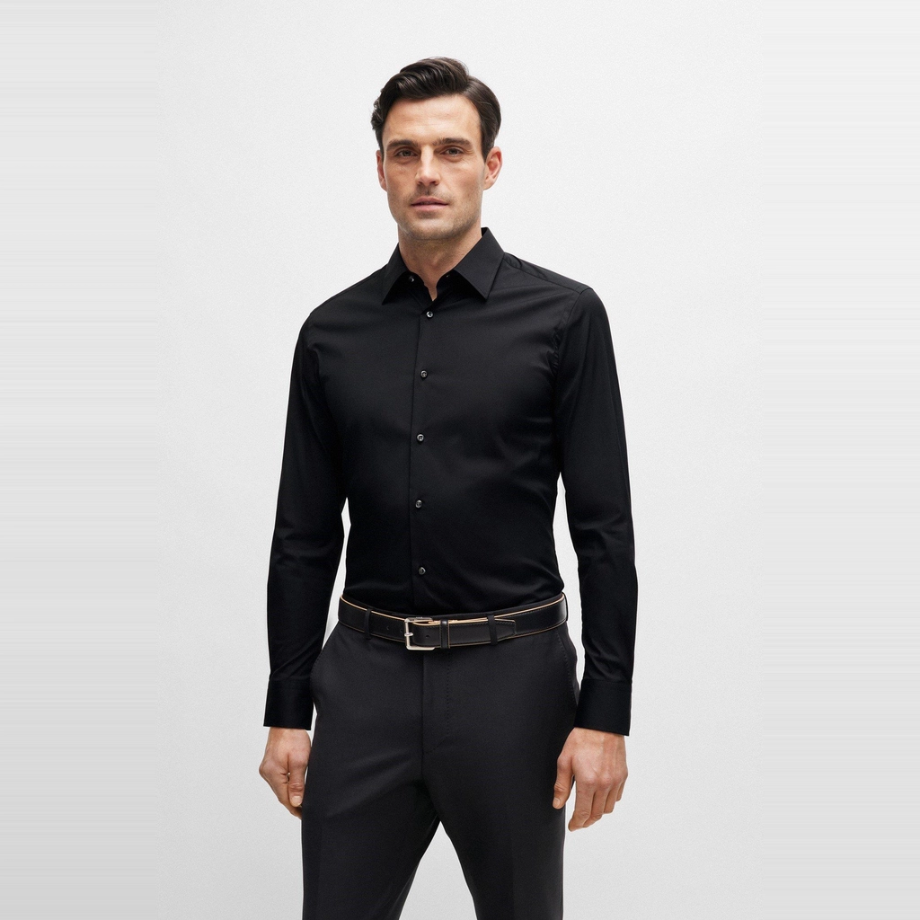 Hugo Boss L-Hays-Kent-233 10199020 01 Plain Shirt Mens - Black